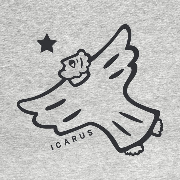 Minimalist, naive art of Icarus. Ancient greek myths and legend. Art in dark ink by croquis design